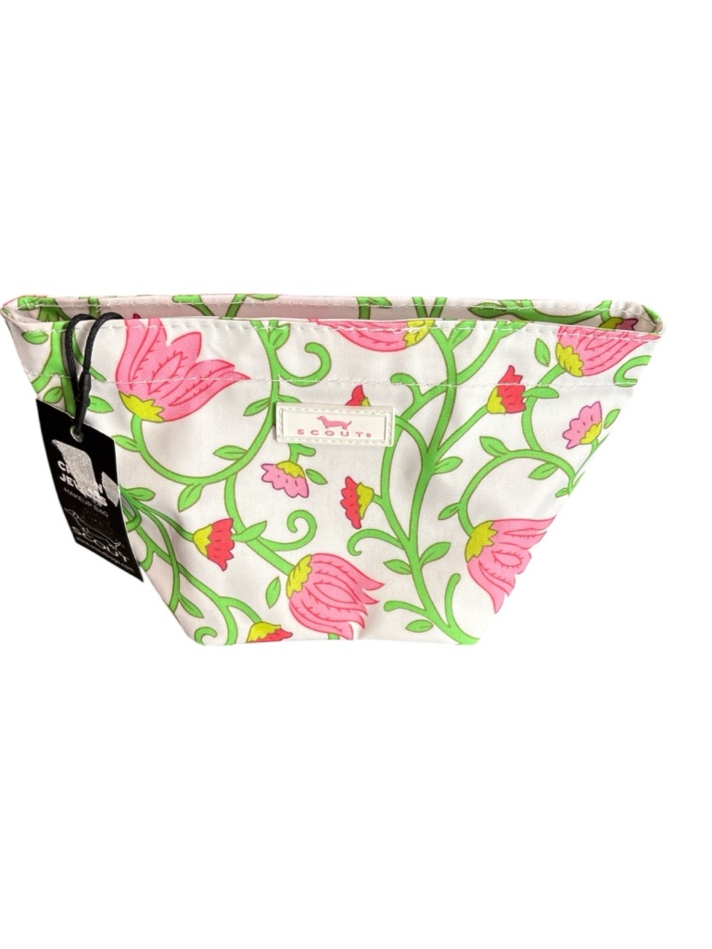 Scout Pink Floral Makeup Pouch with Green Vines